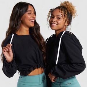 GYMSHARK Whitney Simmons Black Cropped Hoodie